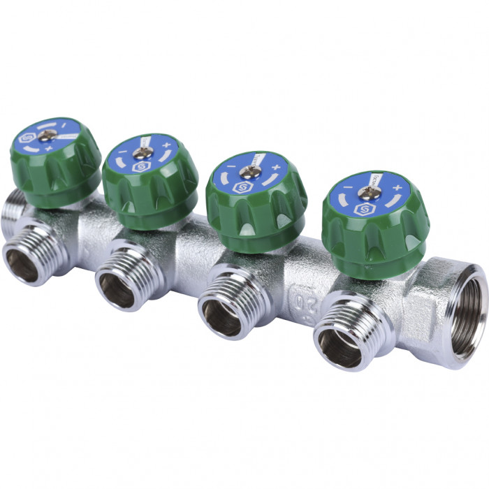 STOUT SMB-6850-013404 STOUT Коллектор регулирующий 1", 4 отвода 3/4" ЕК